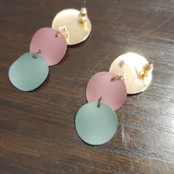 Layered Circle boho drop earrings jewelry - Picture 4 of 4